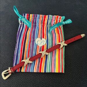 Brighton Red Leather Bracelet with Silver Accents